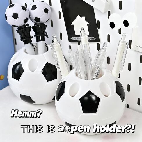 Football shaped pen holder with multiple holes for inserting pens, multifunctional and large capacity student desktop organizer, stationery and ornament storage box in Saudi Arabia