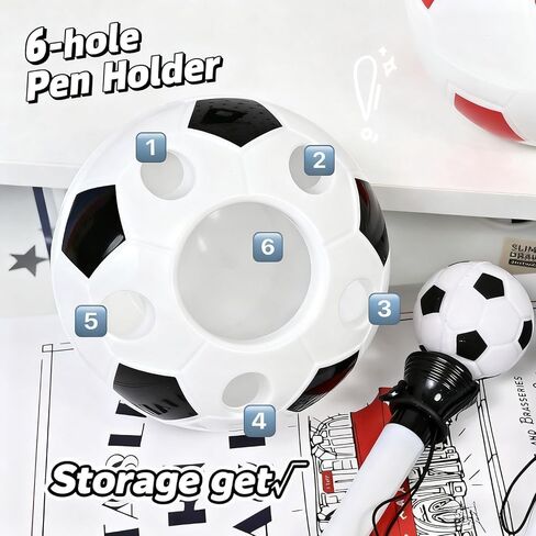 Football shaped pen holder with multiple holes for inserting pens, multifunctional and large capacity student desktop organizer, stationery and ornament storage box in Saudi Arabia