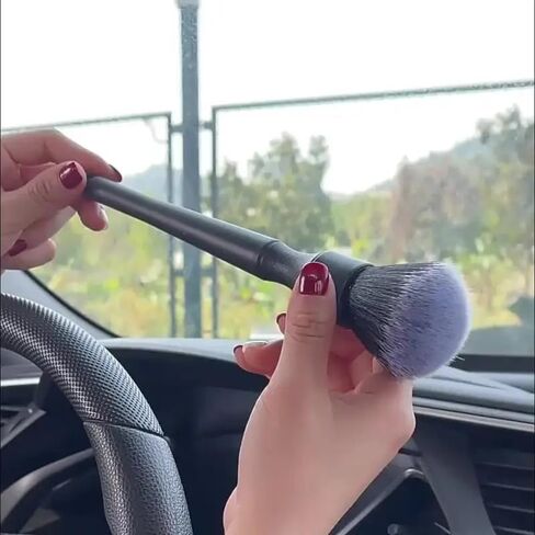 Car Interior Detail Brush Soft Bristle Plastic Handheld No Battery Cleaning Tool for Dashboard Vents Console and Electronics, Black, Short in Saudi Arabia