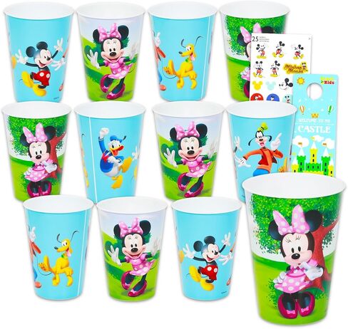 Disney Minnie and Minnie Reusable Tumbler Cup 12 Pack - Party Favor Bundle of 15 Oz Cups Plus Stickers, More | Mickey and Friends Water Tumblers Set in Saudi Arabia