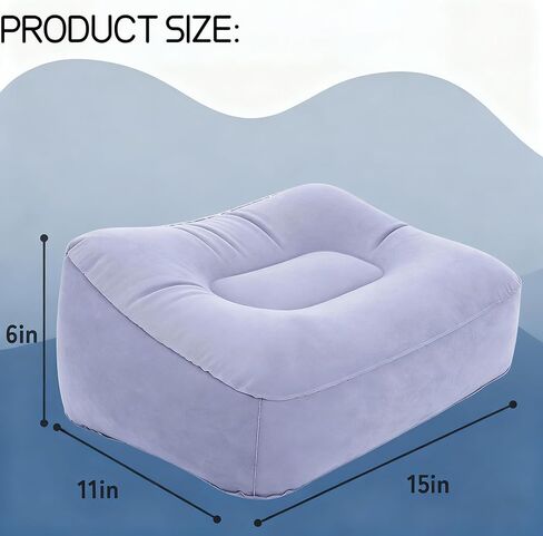 وسادة مسند للقدمين أثناء السفر، وسادة متدفقة ناعمة، وسادة استرخاء للرحلات الجوية مع مضخة هواء للمكتب، والاسترخاء في المنزل، والتخييم والسفر (رمادي) in Kuwait