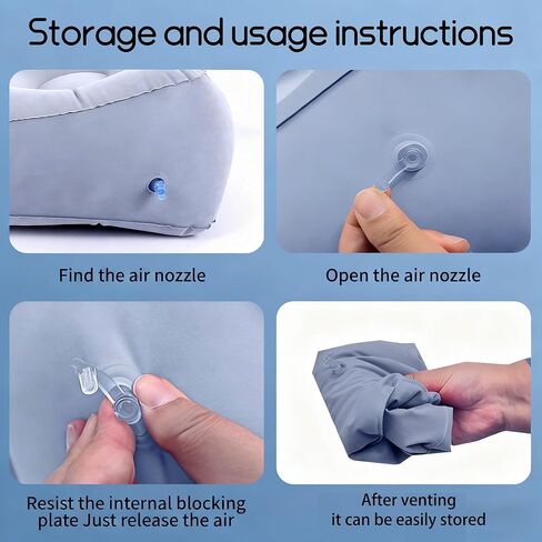 وسادة مسند للقدمين أثناء السفر، وسادة متدفقة ناعمة، وسادة استرخاء للرحلات الجوية مع مضخة هواء للمكتب، والاسترخاء في المنزل، والتخييم والسفر (رمادي) in Kuwait