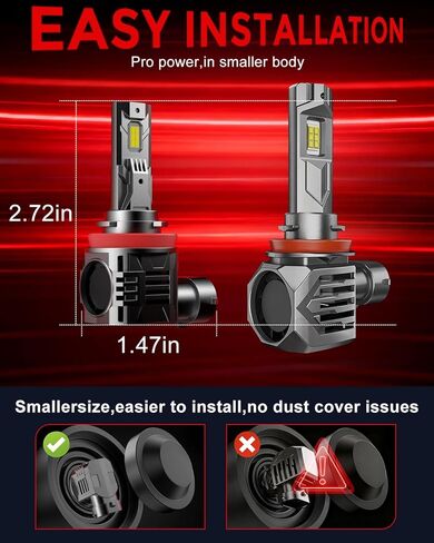 2026 Upgrade H 11 Led Bulbs [Super Bright] 65000lm 900% Brighter,1:1 Halogen Size, With 6000k Cool White，H9/ H8 Direct Installation Fog Light Bulbs Plug and Play, Pack of 2 in Saudi Arabia