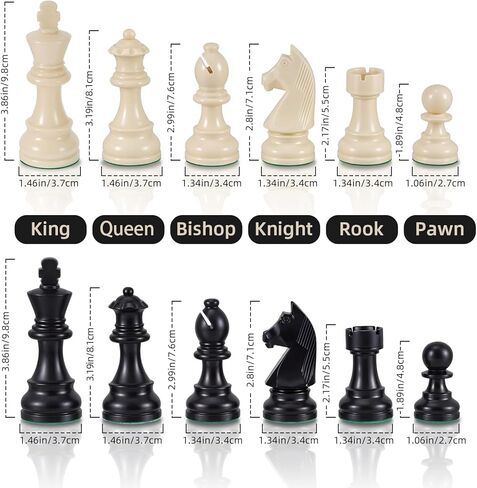 مجموعة الشطرنج - مجموعة رقعة شطرنج من السيليكون مقاس 20 بوصة، قطع مرجحة بارتفاع كينج 3.86 بوصة مع ملكتين إضافيتين، رقعة شطرنج محمولة قابلة للطي للسفر مع حقيبة تخزين للحمل in Kuwait