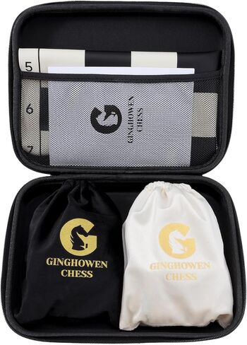 مجموعة الشطرنج - مجموعة رقعة شطرنج من السيليكون مقاس 20 بوصة، قطع مرجحة بارتفاع كينج 3.86 بوصة مع ملكتين إضافيتين، رقعة شطرنج محمولة قابلة للطي للسفر مع حقيبة تخزين للحمل in Kuwait