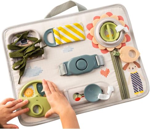 Busy Board for Toddlers, Montessori Toy for 18 months & up with 10 Educational Toddler Activities to Develop Fine Motor & problem solving Skills Learning Sensory Board travel toy non-toxic. in Kuwait