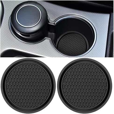 2 Pack Car Cup Holder Coaster, 2.75 Inch Diameter Non-Slip Universal Insert Coaster, Durable, Suitable for Most Car Interior, Car Accessory for Women and Men(Black) in Saudi Arabia