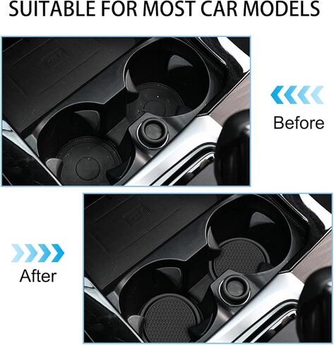 2 Pack Car Cup Holder Coaster, 2.75 Inch Diameter Non-Slip Universal Insert Coaster, Durable, Suitable for Most Car Interior, Car Accessory for Women and Men(Black) in Saudi Arabia