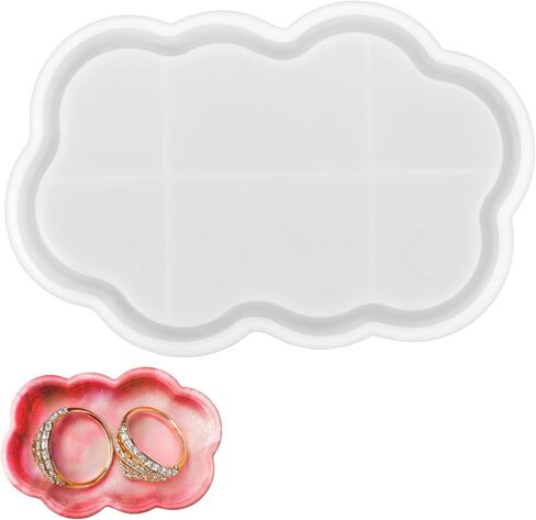 Silicone Tray Mold, Cloud Shape Tray Molds for Epoxy Resin Casting, Storage Container Mold for Resin Concrete Jewelry Trinket Plate Dish Vanity Candle Holder Art Craft in Saudi Arabia