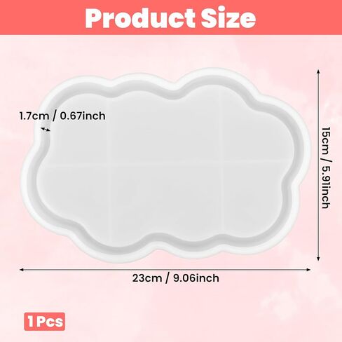 Silicone Tray Mold, Cloud Shape Tray Molds for Epoxy Resin Casting, Storage Container Mold for Resin Concrete Jewelry Trinket Plate Dish Vanity Candle Holder Art Craft in Saudi Arabia