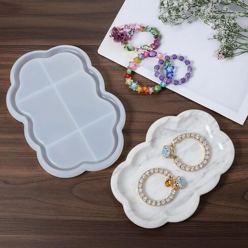 Silicone Tray Mold, Cloud Shape Tray Molds for Epoxy Resin Casting, Storage Container Mold for Resin Concrete Jewelry Trinket Plate Dish Vanity Candle Holder Art Craft in Saudi Arabia