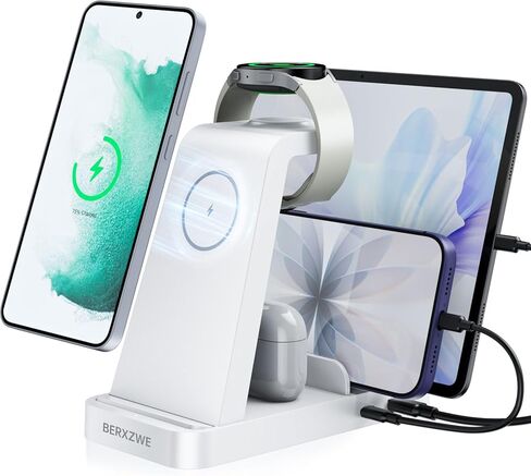 5 in 1 Wireless Charger for Samsung, Fast Charging Station Dock Stand | Compatible with Galaxy S26 Ultra/S25/S24, Watch 8/7/6/5/4, Buds. Charges 5 devices at once. Ideal for home, office, bedside. in Saudi Arabia