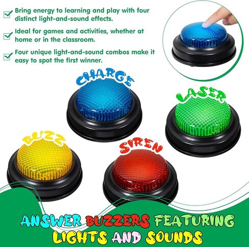 8-Pack Game Buzzers for Trivia Games – Classroom Quiz Buzzers with Lights & Sounds for Learning, Parties & Family Fun in Saudi Arabia