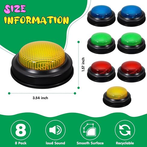 8-Pack Game Buzzers for Trivia Games – Classroom Quiz Buzzers with Lights & Sounds for Learning, Parties & Family Fun in Saudi Arabia