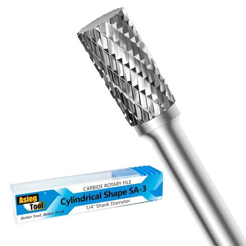 SA-1 5pcs Solid Tungsten Carbide Burr TiN Rotary File Cylindrical Shape Double Cut for Die Grinder Drill Bits 1/4'' Inch Diameter of Shank and Cutter 5/8'' Inch Cutter Length in Saudi Arabia