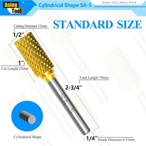 SA-1 5pcs الصلبة التنغستن كربيد لدغ القصدير ملف دوار شكل أسطواني قطع مزدوج لقمة ثقب طاحونة 1/4 بوصة قطر عرقوب والقاطع 5/8 بوصة طول القاطع in Kuwait