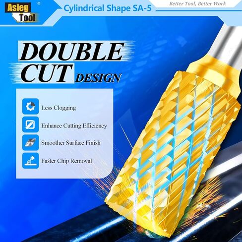 SA-1 5pcs الصلبة التنغستن كربيد لدغ القصدير ملف دوار شكل أسطواني قطع مزدوج لقمة ثقب طاحونة 1/4 بوصة قطر عرقوب والقاطع 5/8 بوصة طول القاطع in Kuwait