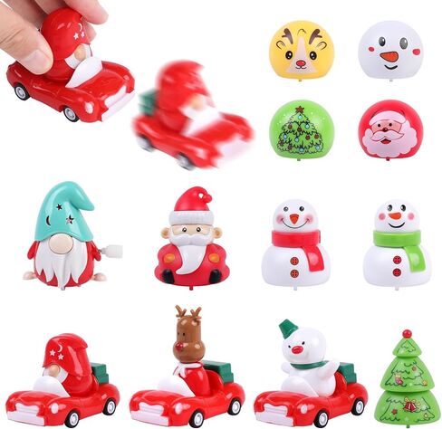 CCINEE 12 Packs Christmas Pull Back Cars Toys, Small Christmas Windup Car Toys Bulk for Holiday Party Favors Kids Xmas Gifts Stocking Stuffers Classroom Prizes in Saudi Arabia