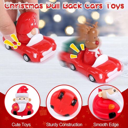 CCINEE 12 Packs Christmas Pull Back Cars Toys, Small Christmas Windup Car Toys Bulk for Holiday Party Favors Kids Xmas Gifts Stocking Stuffers Classroom Prizes in Saudi Arabia