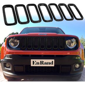 EnRand غطاء المصباح الأمامي ذو الحافة الأمامية لسيارة Jeep Renegade 2015 2016 2017 2018، نمط عين الطيور الغاضبة، ABS متين معالج بالأشعة فوق البنفسجية، ترقية المشبك في الإصدار in Kuwait