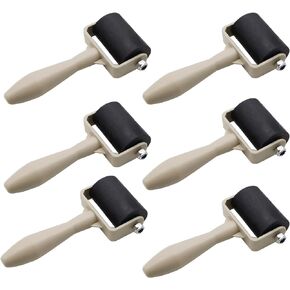HRJZF 6 Pack Rubber Brayer Roller for Printmaking,Anti Skid Tape Construction Tools, Print,Great for Gluing Application Also,Ink and Stamping Tools 1.9 Inch
