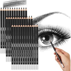 Geyoga 36 Pcs Professional Charcoal Pencils Soft, Medium and Hard for Drawing Charcoal Pencils for Sketching Shading Drawing Blending Portrait(Black,Assorted)