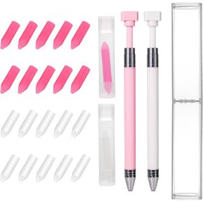 2PCS Diamond Painting Pens with 20PCS Waxes, Diamond Art Tools Kit Diamond Art Drill Pen Quickly Pick Up Bead Gems Diamond Painting Tools for DIY Diamond Painting Nail Tool