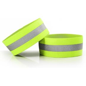 (2 Pack) High Visibility Reflective Bands Wristbands for Cycling Running Arm Wrist Ankle Bands Leg Straps and as Bike Pants Cuff Clip