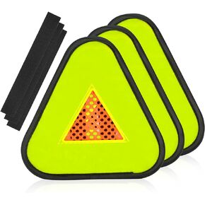 DLUGOPIS Reflective Yield Symbol 7 * 7inch Reflective Safety Triangle Bike Reflective Triangle Sign High Visibility Safety Flag with Magic Adhesive Strap for Safety at Night Bike Recumbent Trike