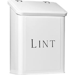MOUNT DELECTABLE Magnetic Lint Bin for Laundry Room, Wall Mounted Lint Box Holder Trash Can with Lid for Dryer, Lint Basket for Laundry Room, Farmhouse Style Laundry Storage and Organization