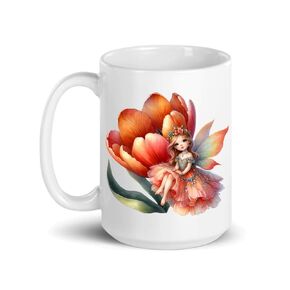 Fairy Sitting in a Flower Ceramic Coffee Mug, 15oz