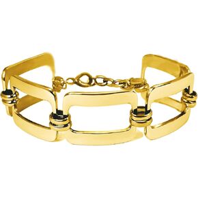 DEAROK 14K Gold Large Link Bracelet for Women Link Bracelet Band for Gril Stainless Steel Bangle Adjustable Bracelet Friendship Gift for Women