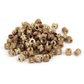 uxcell Knurled Insert Nuts - 100Pcs M3 x 0.5mm Female Thread Brass Threaded Insert Embedment Nuts for 3D Printer