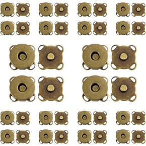 20 Sets Plum Magnetic Snaps Buttons for Sewing Supplies 15mm Purse Snap Clasps Button for Sewing, Craft, Bags, Clothes, Leather (Silver)