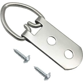 EesTeck 20 Pack D-Ring Steel Picture Hangers Heavy Duty with Screws Picture Frames Double Holes Clasp Picture Hang Solutions, for Hanging Clock Paintings Artwork Picture Frame Hook Photos Mirrors