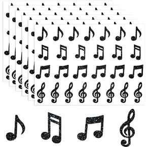 Whaline 540Pcs Music Note Stickers Glitter Black Envelope Seal Sticker 4 Designs Musical Sing Song Concert Self-Adhesive Decals for Invitation Cards Birthday Wedding Gift Sealing Supplies