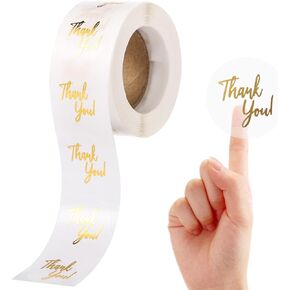 500Pcs Clear Thank You Stickers Round Transparent PVC Stickers, 1 in Self-Adhesive Envelope Seal Labels for Business Wedding Festival Baby Shower Birthday Party (500)