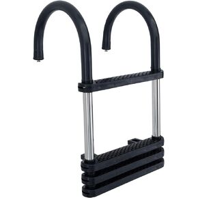 RecPro Marine Pontoon Boat Ladder Heavy Duty 316SS 4 Step Removable TELESCOPING Boarding Ladder SSL-B4B