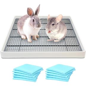 BNOSDM Bunny Litter Box for Cage Small Rabbit Litter Box with Grid Rectangular Rabbit Potty Box Small Animal Litter Box for Guinea Pigs Ferrets Chinchillas (S)