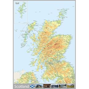 Scotland Physical Poster Map - 16.5 x 23.5 inches - Paper Laminated