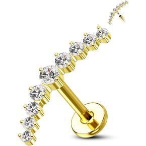 COCHARM G23 Titanium Helix Conch Piercing Jewelry Gold 16g Flat Back 8mm Helix Cartilage Conch Earring Stud Silver Arcuate Hypoallergenic InThreaded Helix Conch Jewelry