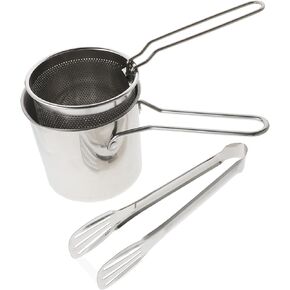 Zerodeko 3 Sets Stainless Steel Fryer Mini Fryer Pot Portable Frying Pan Convenient Pot Stainless Steel Fry Pan Stainless Steel Skillet Mini Baskets Fry Basket Non Stick French Fries Basket
