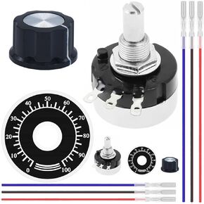 DAOKAI RV24YN20S Single Turn Carbon Film Rotary Potentiometer B502 5K - 2 Pack with Knob Dials,Accurately Measure,for Inverter Speed Regulation
