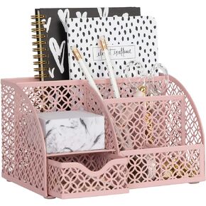 BLU MONACO Designer Metal Gold Desk Organizer - Metal with Gold Finish - Gold Desk Accessories - Desk Organizer Gold - Storage for Paper and Office Supplies - Decorative Storage for Home or Office