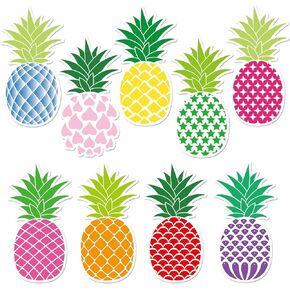 Pineapple Cutouts 54 Pcs Tropical Cut-Outs for Summer Hawaii Party Classroom Bulletin Board Decorations