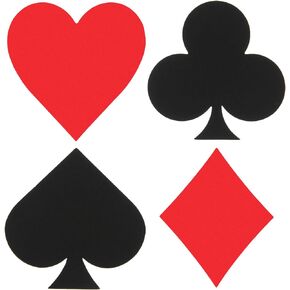MixTeach 200 Pcs Casino Theme Cutouts Red Black Paper Poker Cutouts 4 Inch Card Suits Cutouts Las Vegas-Themed Party Decorations for Birthday Party Bulletin Board School Craft Projects Party Supplies