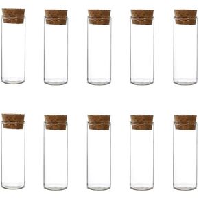 10Pcs 40ml/1.3oz Empty Clear Borosilicate Glass Test Tubes Reagent Bottle with Cork Stoppers Multipurpose Refillable Vial Jars Holder for Foods Cosmetic Candy Tea Pill Powder Liquid Dispenser