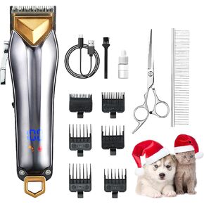 BCFHYK Dog Clippers for Grooming Low Noise Professional Pet Grooming Kit Rechargeable Cordless Electric Dog Hair Trimmer for Thick Coat High Power 7000RPM Pet Supplies for Dogs Cats Animals