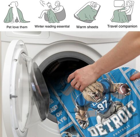 CusFuk Detroit Football Fans Plush Throw Sherpa Throw Blanket, Football Style Travel Blanket，Gifts for Men Women Boys Kids Fans Football Lovers 50" X 60" in Saudi Arabia
