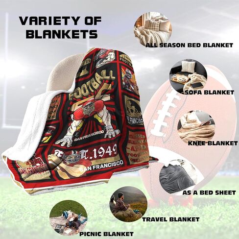 CusFuk Detroit Football Fans Plush Throw Sherpa Throw Blanket, Football Style Travel Blanket，Gifts for Men Women Boys Kids Fans Football Lovers 50" X 60" in Saudi Arabia